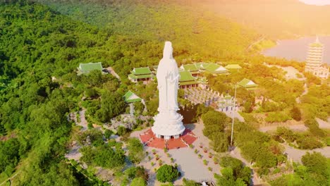 aerial view of ling ung pagoda, son tra peninsula, da nang, vietnam