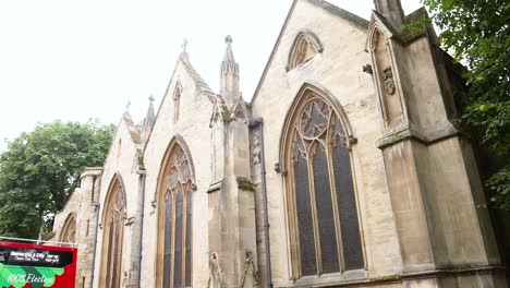 tour bus passing st mary magdalen church