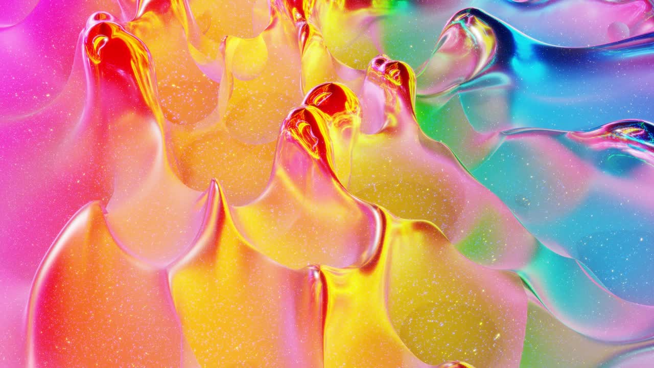 은 추상적인 배경, 크리스마스 장난감의 표면과 같은 아름다운 iridescent 파동 표면, 그라디언트 색상 및 흐름 파동, 무지개 반이고 매트 액체, 부드러운 부드러운 애니메이션.
