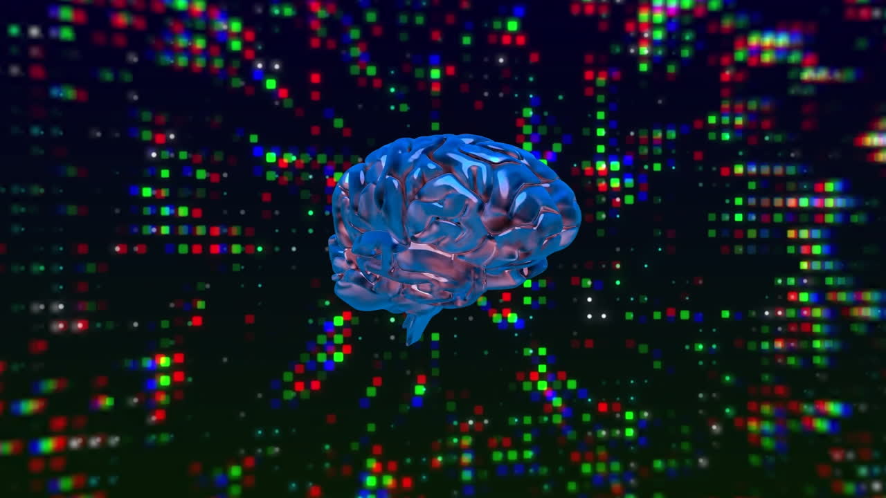 animación del procesamiento de datos sobre el cerebro humano