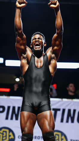 wrestler celebrating victory