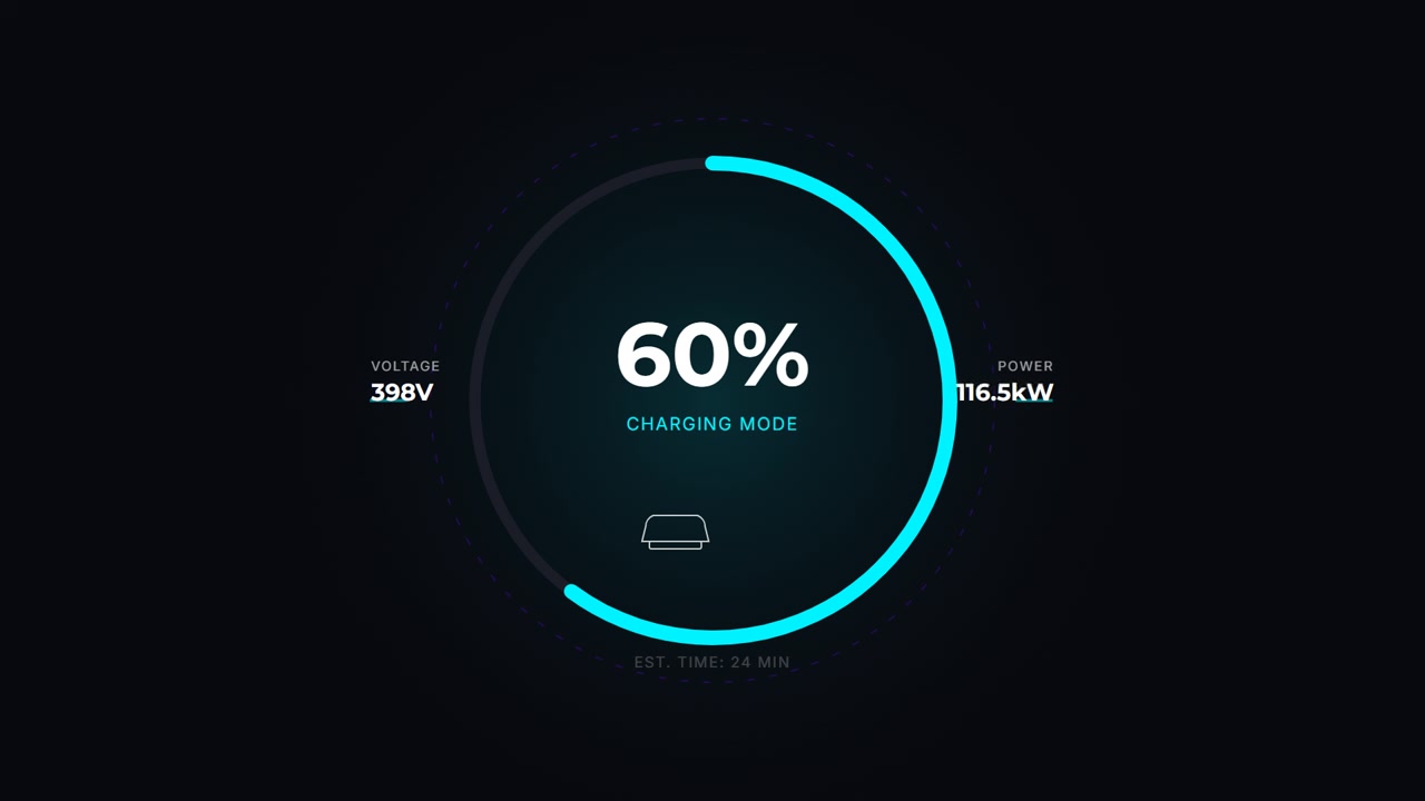 Electric Vehicle Charging Interface Displaying Progress