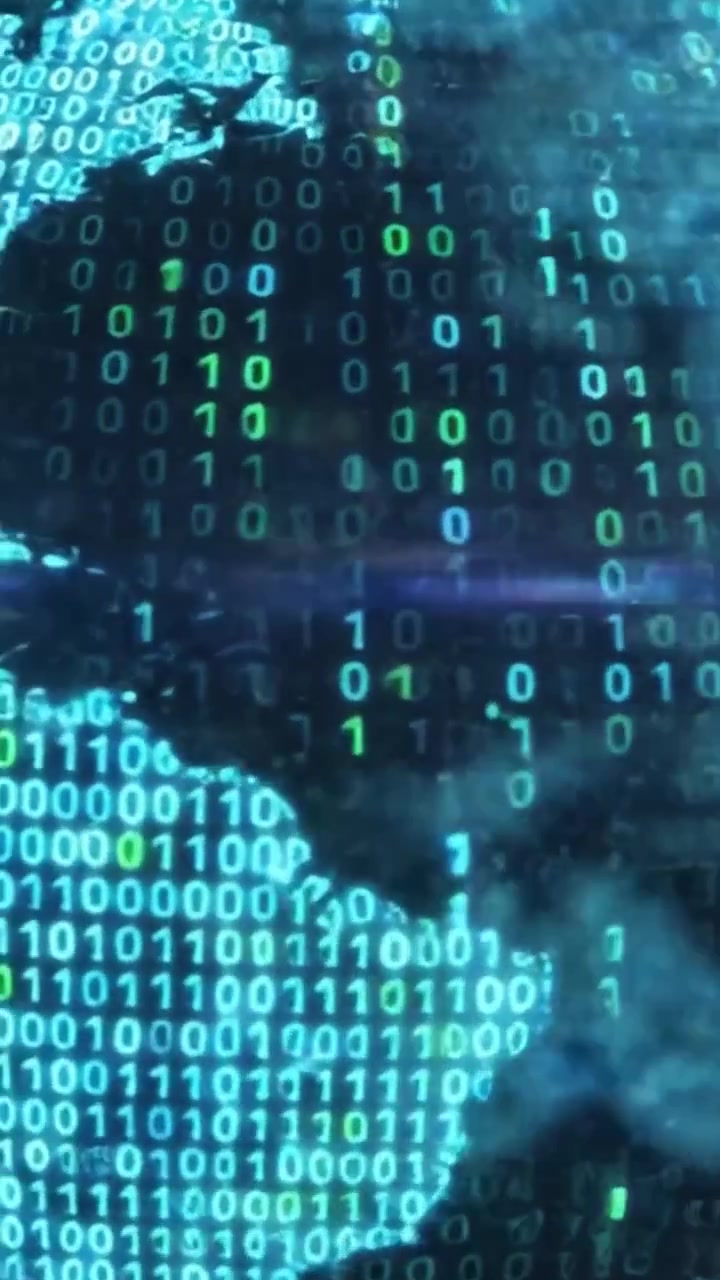 A Stunning Visualization of Earth Highlighted by a Digital Binary Code Overlay, Reflecting the Impact of Technology on Our Global Landscape