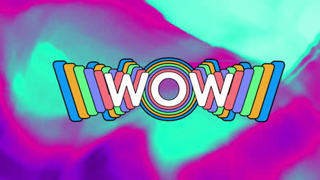 animación del texto wow sobre un fondo vibrante de neón