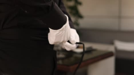 waiter preparing for service