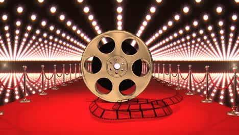 cinta de película en la alfombra roja con luces video