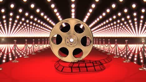 movie tape on red carpet with lights video