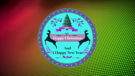 animation of happy christmas and a happy new year text over green background