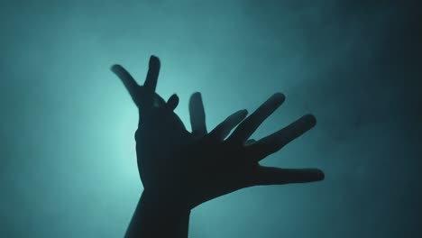silhouette of a girl rotating with the camera