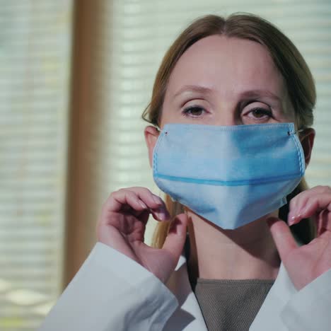 Doctora-Muestra-Cómo-Usar-Una-Máscara-Médica