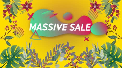 Animation-of-massive-sale-text-over-flowers-moving-in-hypnotic-motion