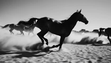 wild horses running in the desert
