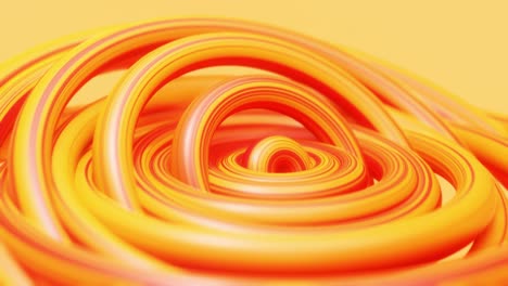 anillos alegres de colores pastel brillantes. decoración de arte 3d con gradiente naranja-amarillo borroso. plantilla de bucle sin costuras de movimiento de video animado.