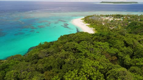 drone volando sobre la montaña de la isla en fiji