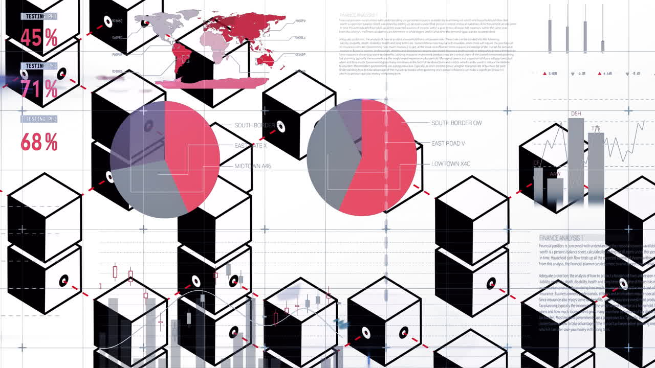 Animation of data processing over shapes