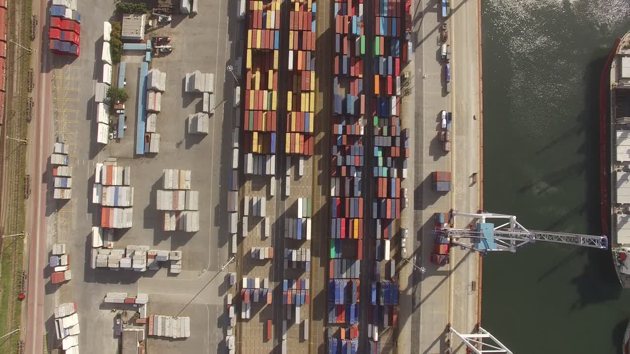 Top View of Port with Containers