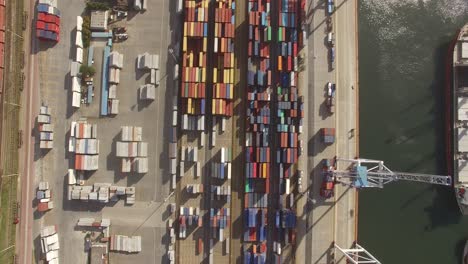 top view of port with containers