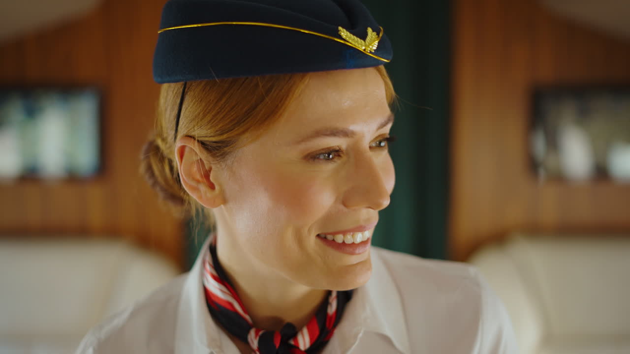 Flight Attendants in Airplane Cabin