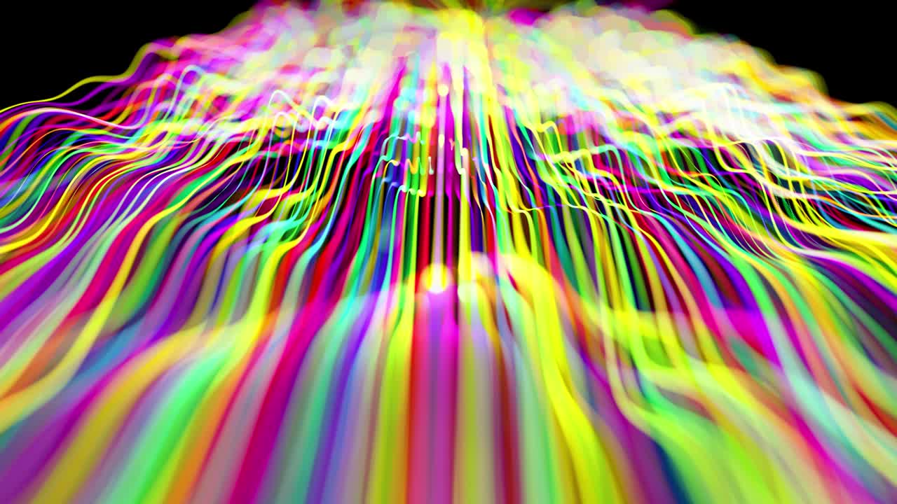 fondo abstracto brillo líneas multicolores forman superficie. hermosas líneas curvas como hermoso fondo creativo en bucle en 4k