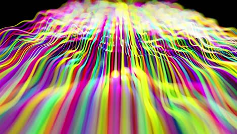 abstrakter hintergrund leuchtet mehrfarbige linien bilden oberfläche. schöne gekrümmte linien als schöne geschleifte kreative hintergrund in 4k