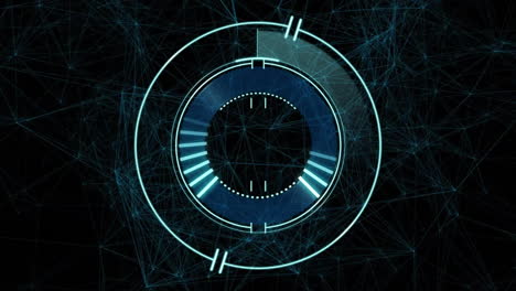 Futuristic circular interface animation with glowing lines and geometric patterns