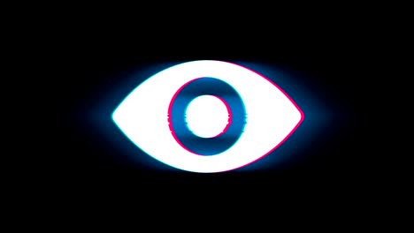 human face eye view symbol on glitch retro vintage animation.