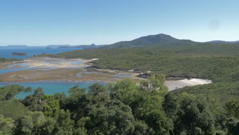 panorama of south whitehaven lookout at low tide in whitsundays, australia