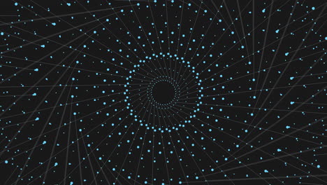 symmetrical blue dot pattern on a black background