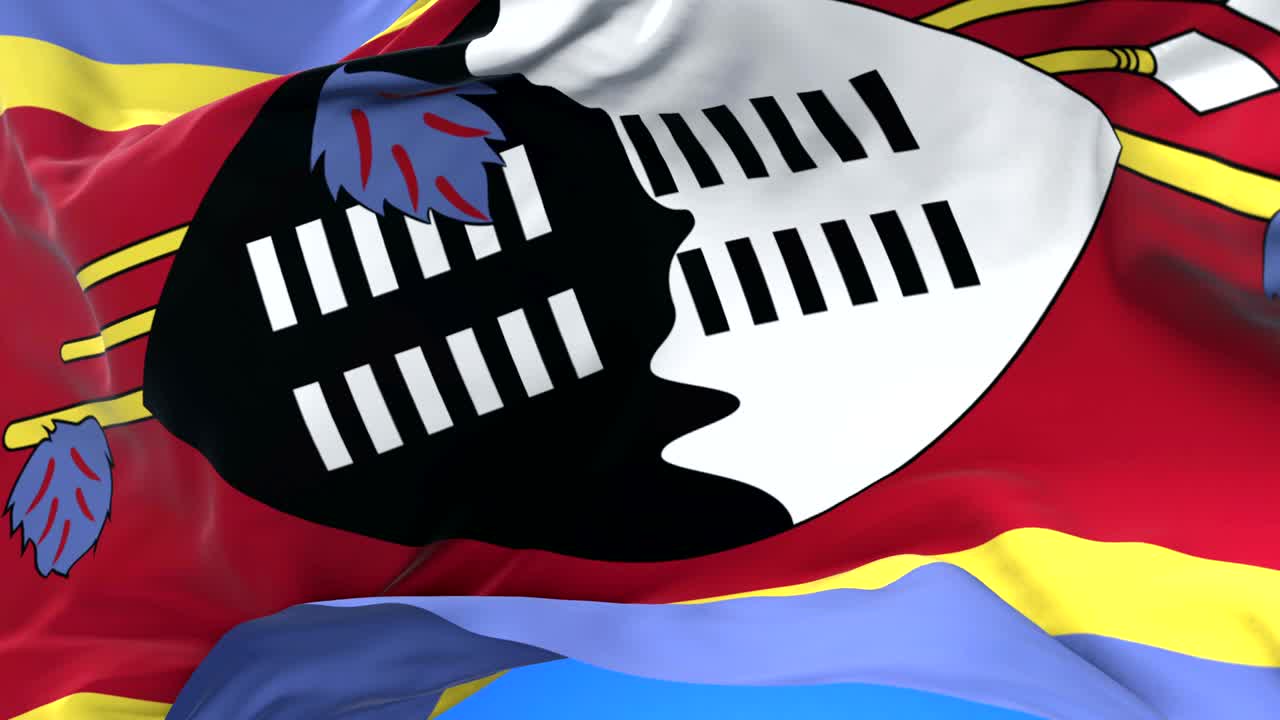 스와질랜드의 발이 파란 하늘에서 느리게 바람에 흔들리고, 루프