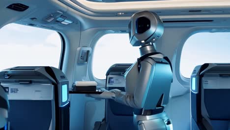 robot que sirve comida en un avión