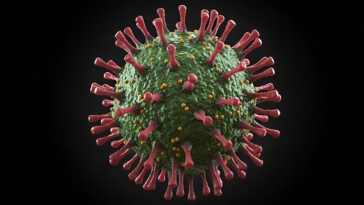 Detailed Visualization of a Virus Particle Highlighting Its Surface Structures and Unique Features in a Stunning 3D Representation