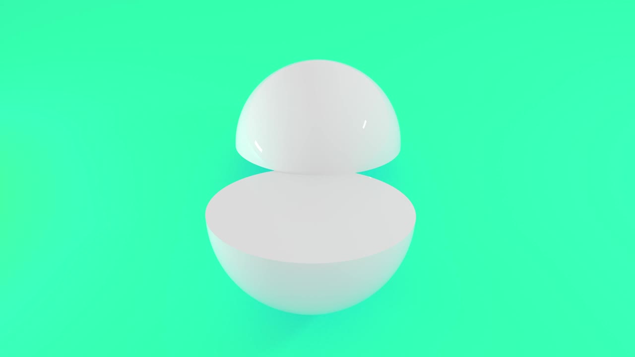 절반으로 회전하는 추상적인 3d 구. 4k 원활한 루프 애니메이션.