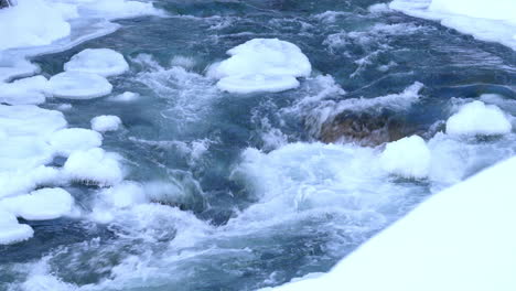 river with snow with heavy stream