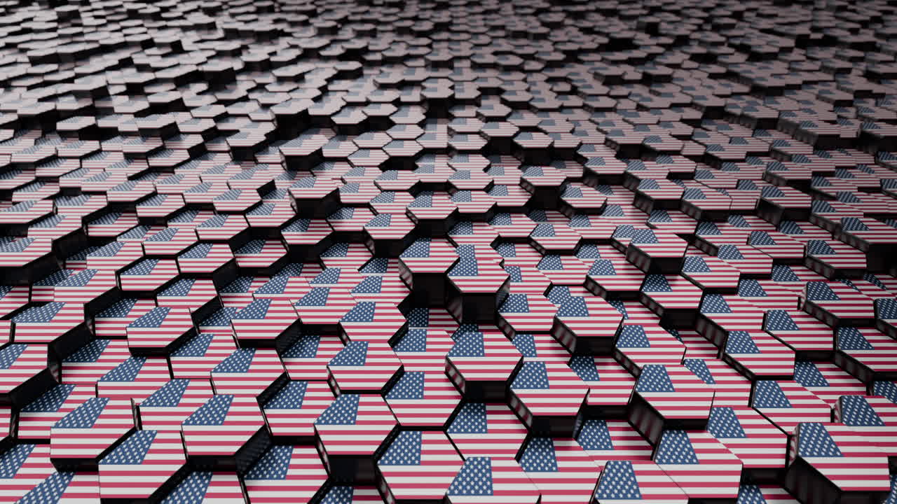 Infinite Plan Of American Flags In Hexagon Shape For Memorial Day