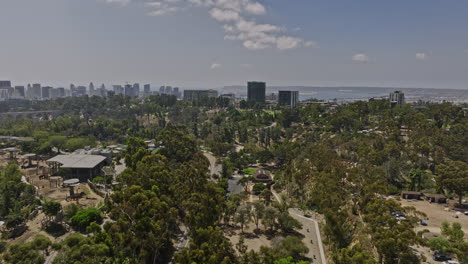 san diego california aerial v78 low flyover balboa park capturing affluent hilltop neighborhood bankers hill, downtown cityscape and bay views at daytime - shot with mavic 3 cine - september 2022