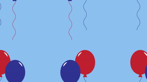 animation of blue and red baloons moving over blue background