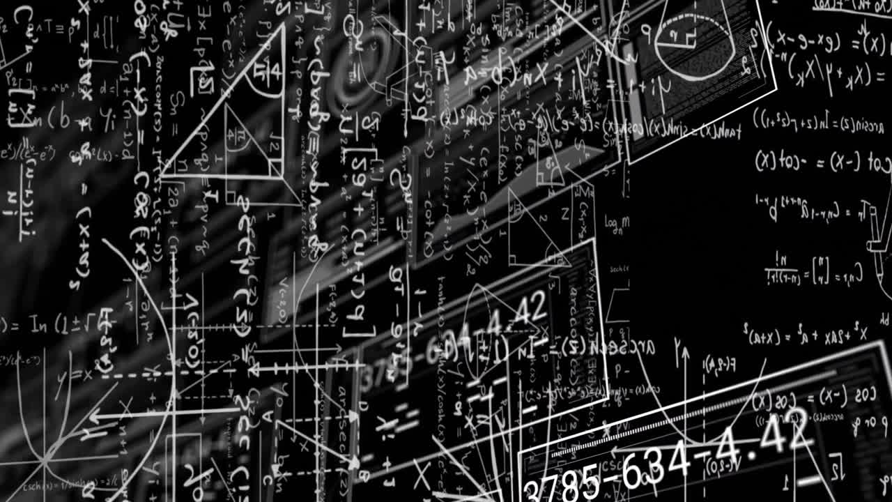 On start math formulas shifting into floating diagrams sliding and rotating to visualize relations