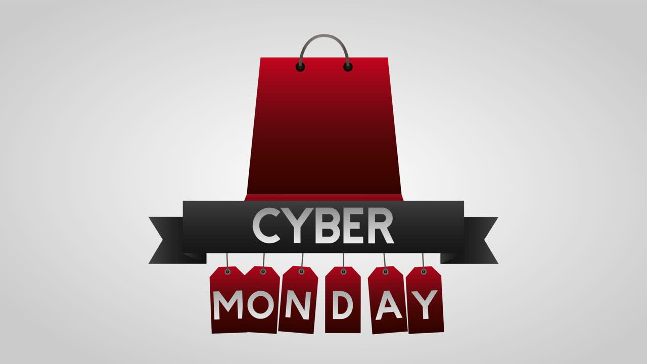 쇼핑 가방과 함께 사이버 월요일 애니메이션
