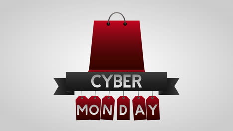 cyber monday animation with shopping bag