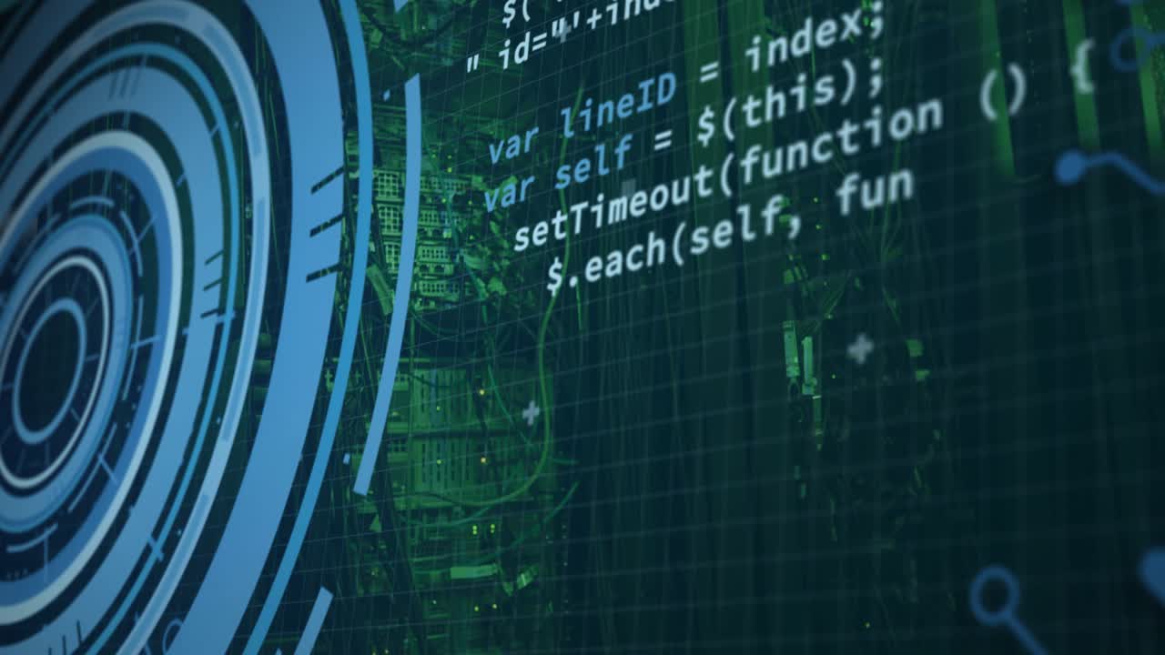 Concentric HUD pulsing and rotating on boot, code appearing to show hardware status
