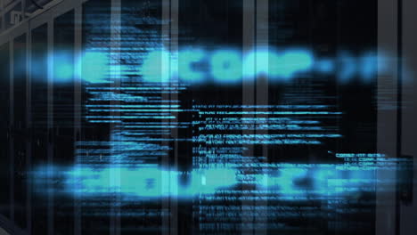 animating computer code over server racks in data center