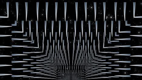 abstract waves from particles. movement through the tunnel from the arches. cyber animated graphics 4k.