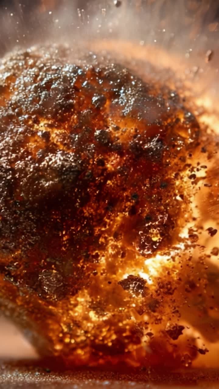 Un'Esplosione Drammatica Catturata in Sequenza, che Mostra l'Intenso Calore e l'Energia Rilasciata, con Particelle Infuocate e Luce Brillante che Illuminano l'Ambiente Circostante
