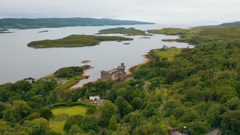 aerial view of scottish castle