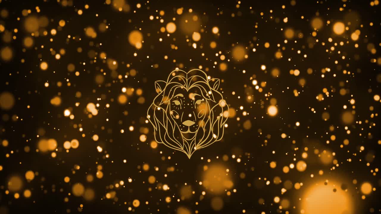 Animation of leo over black background with dots
