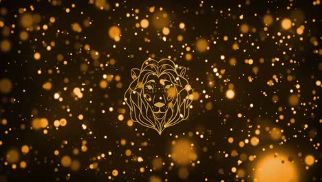 Animation-of-leo-over-black-background-with-dots