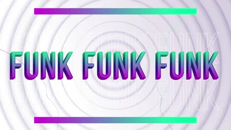 animación del texto funk sobre círculos blancos