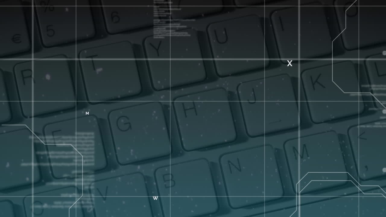 animación del procesamiento de datos en el teclado de la computadora en segundo plano