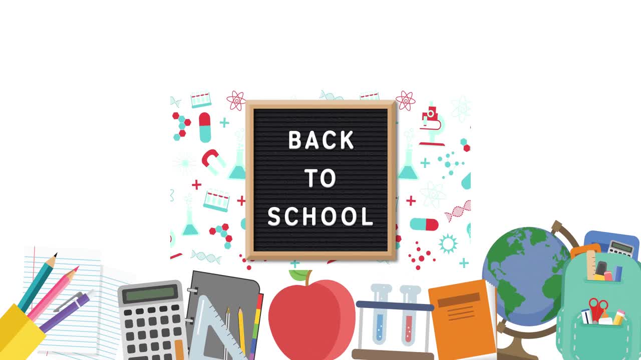 ⁇ 색 배경에 여러 학교 개념 아이콘에 대한 나무 슬레이드에 있는 학교 텍스트로 돌아갑니다.