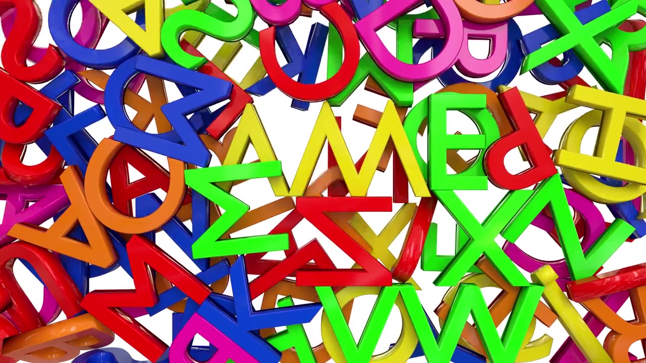 Letters alphabet characters fill screen transition capital type font book abc 4k